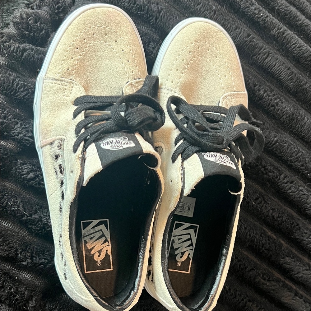 Vans Cream and Black Women's Sneakers